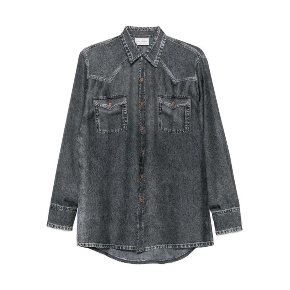 PIERRE LOUIS MASCIA Distressed Denim Western Shirt Women GREY Shirts